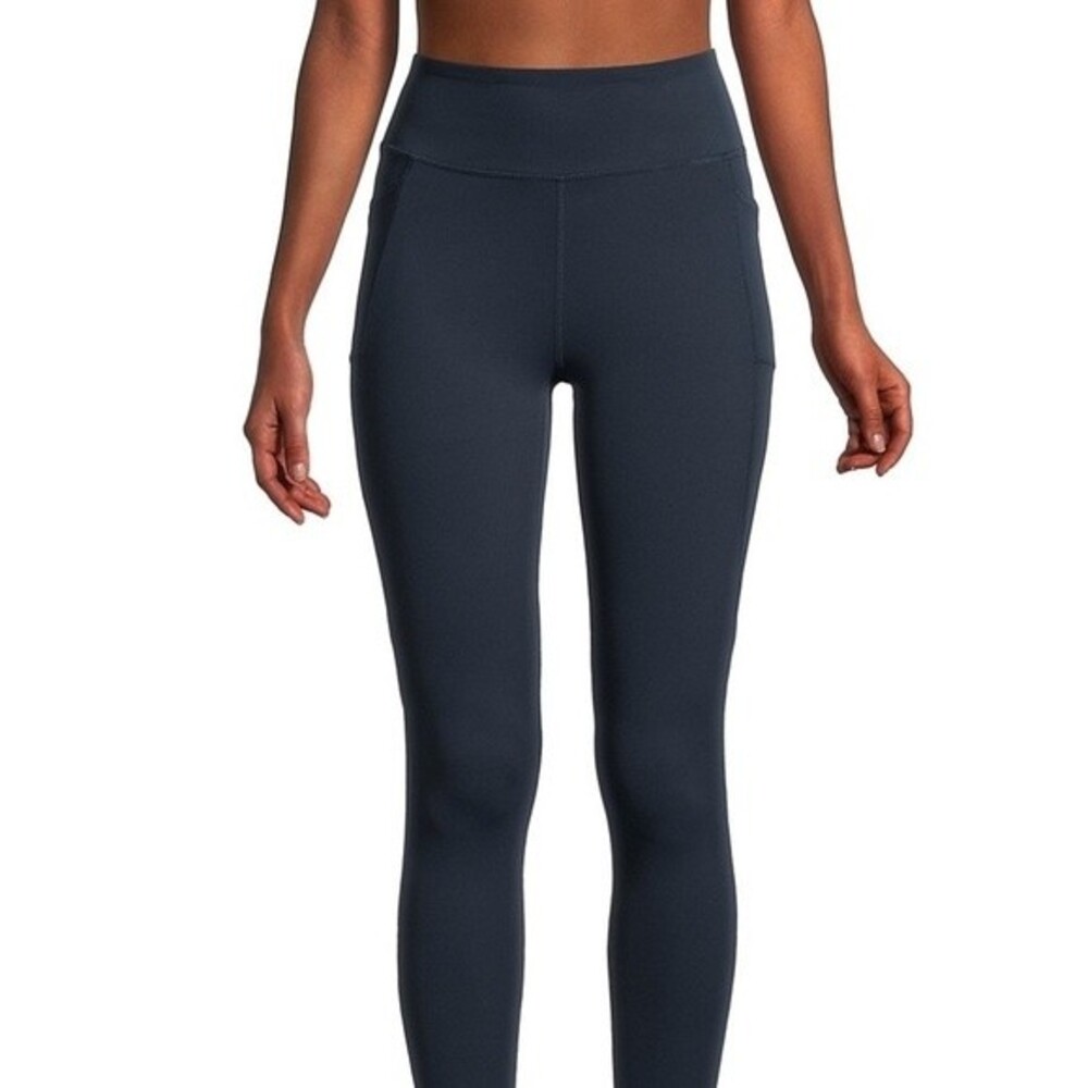 X by Gottex High-Waist Zipper Hem Leggings in Teal Green L NWOT
